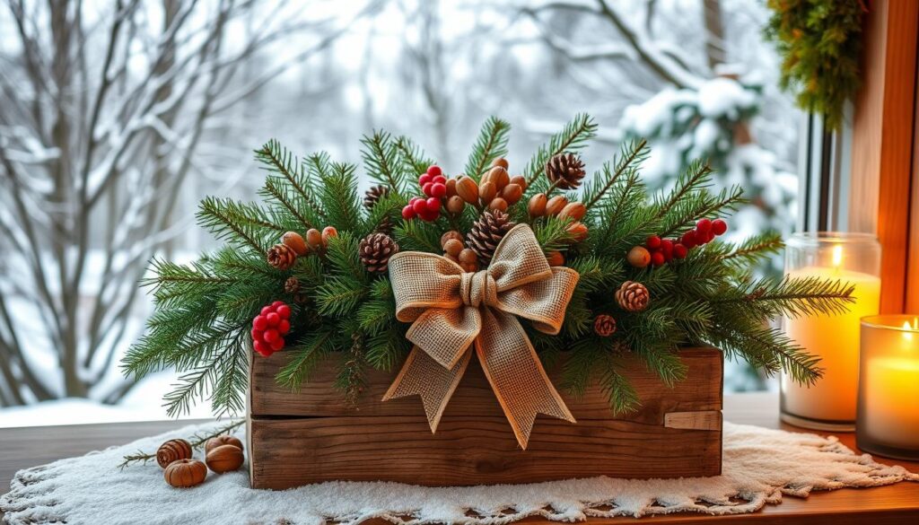 Rustic christmas planter