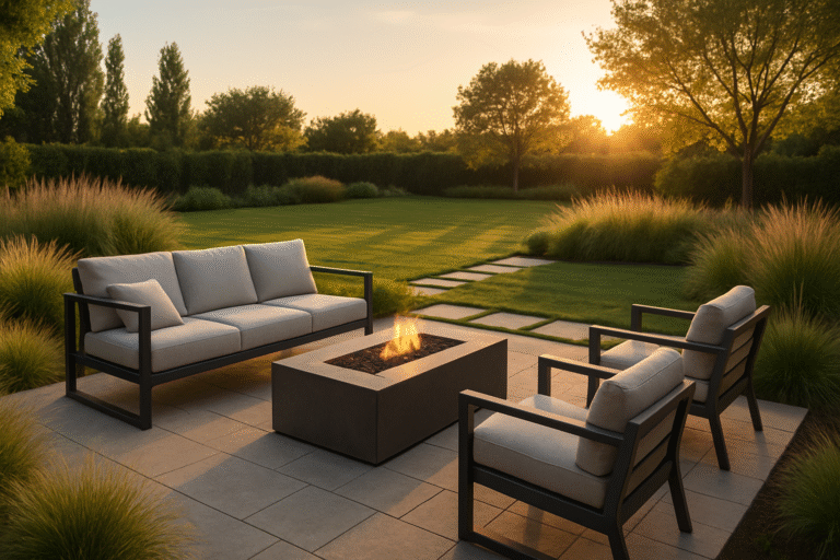 Modern Garden Serenity: Sleek Lines and Soft Textures